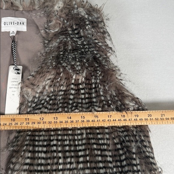 Olive Oak Faux Fur Vest Women XS Soft Mauve‎ Brown Boho Festival Shag LV5F9476 - Picture 11 of 12